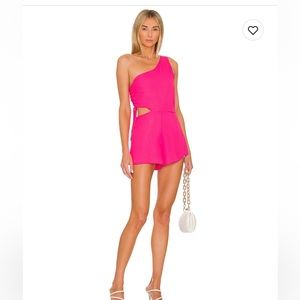 REVOLVE superdown Aimey One Shoulder
Romper in Hot Barbie Core